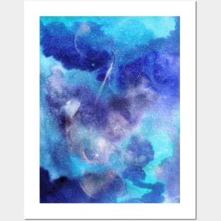 Aqua Space Watercolor Fusion Wonder Posters and Art